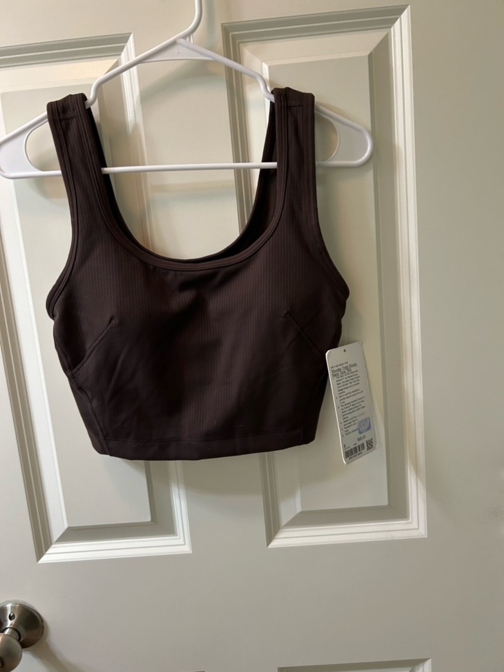 lululemon athletica Ribbed Scoop-Back Sports Bra in Dark Brown